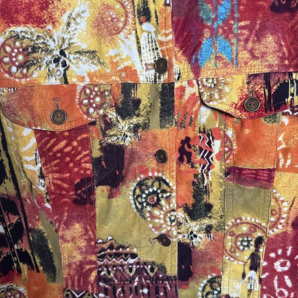 Chico's Southwest Aztec Long Sleeve Cotton Corduroy Shirt Women's Size Small - Picture 3 of 11